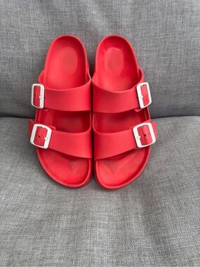 Birkenstock Hot Pink Double-Buckle EVA Slide Sandals